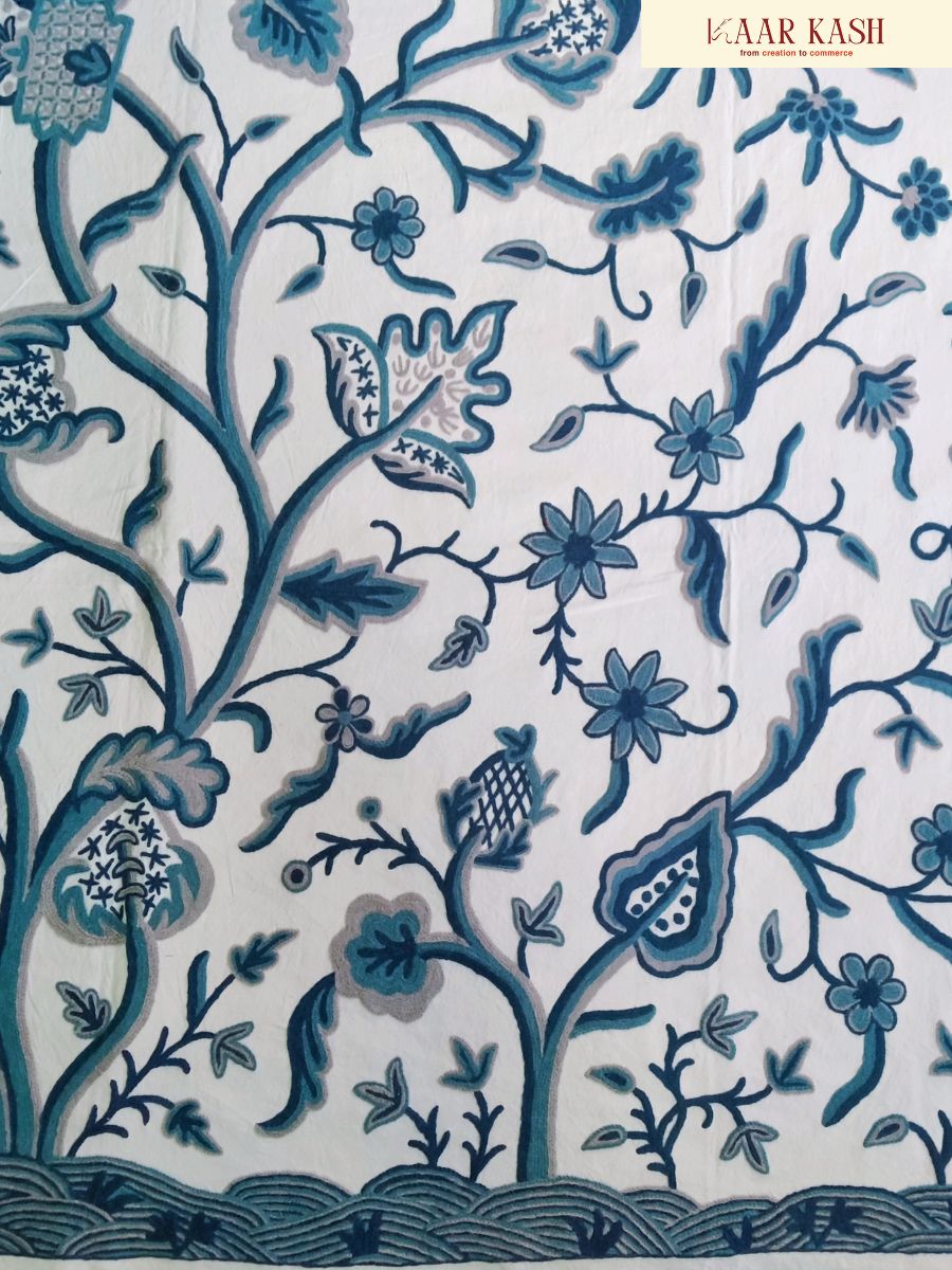 Aabshar Blooms Krewal Embroidery Bedcover - KaarKash